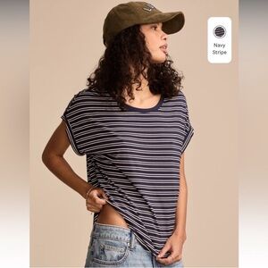 Lucky Brand Stripped Blue and White Tee Women's Size XS Short Sleeve